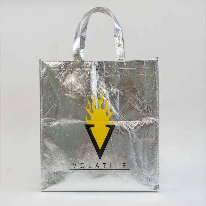 Volatile Metallic Silver Reusable Tote