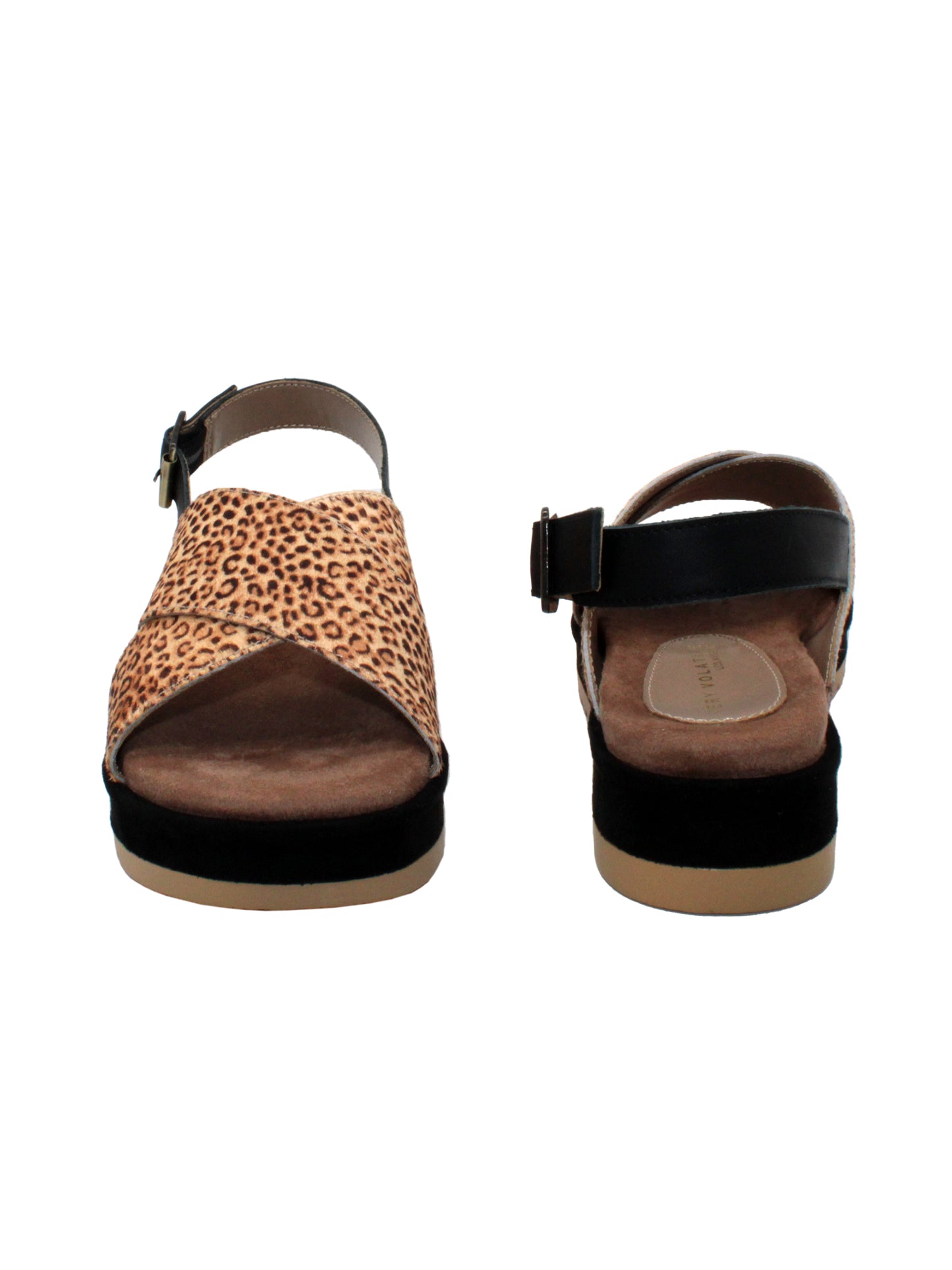 Calabar is Very Volatile’s crisscross sandal with adjustable sling comes to life in genuine animal printed calf hair. Featuring a cushioned footbed for all day wear. Pair this with jeans or your favorite dress for elevated comfort and style tan leopard