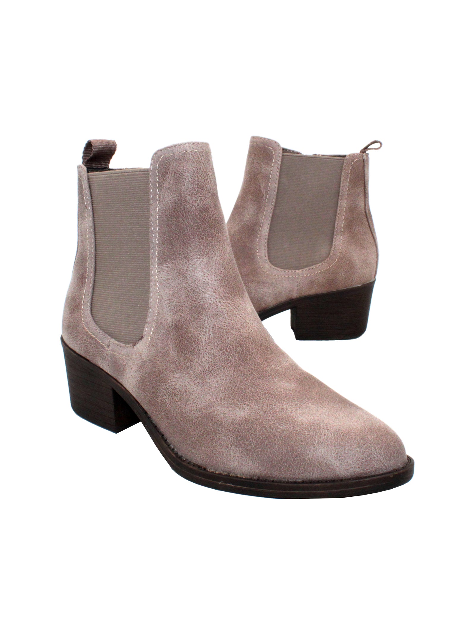 The ‘Carriage’ Chelsea bootie by Volatile, in beautiful rustic effect faux leather or matte metallic faux snake, is right on trend with a wide elastic side panel allowing for flexibility and comfort while walking. We took the level of ease a step further by adding an inside zipper, making these booties effortless to put on and off.  stone