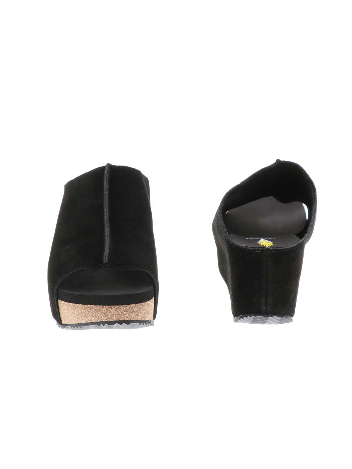 SLIP ON PEEP TOE WEDGE - Suede, hair calf, metallic tonal camo, faux snake upper with butted center seam and inner elastic gore for perfect fit - Slip on design - Leather lining - Signature ultra comfort EVA insole - Rubber traction outsole - Approx. 0.75" platform height - Approx. 2.75" wedge heel height black3