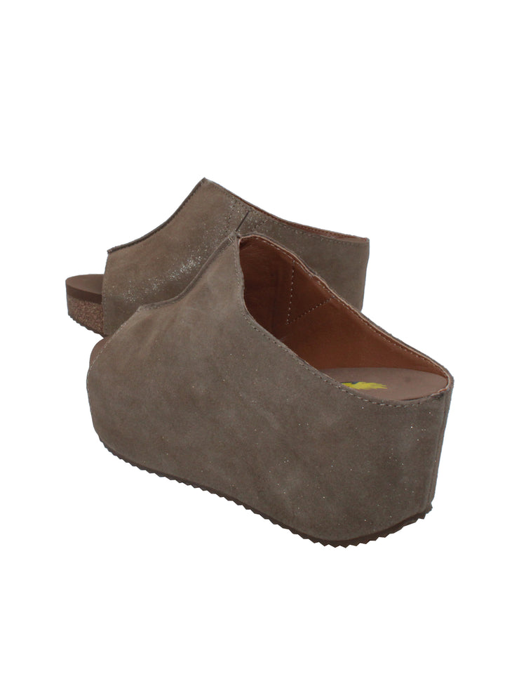 SLIP ON PEEP TOE WEDGE - Suede, hair calf, metallic tonal camo, faux snake upper with butted center seam and inner elastic gore for perfect fit - Slip on design - Leather lining - Signature ultra comfort EVA insole - Rubber traction outsole - Approx. 0.75" platform height - Approx. 2.75" wedge heel height bronze4