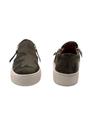 Volatile Kid’s ‘Chorus’ camo double zipper sneaker in printed cotton canvas is designed to easily slip on and off. They feature a cushioned sock stationed on a textured rubber sneaker bottom that’s ready for all day play. Pair them with casual outfits and dress up looks alike. front and back