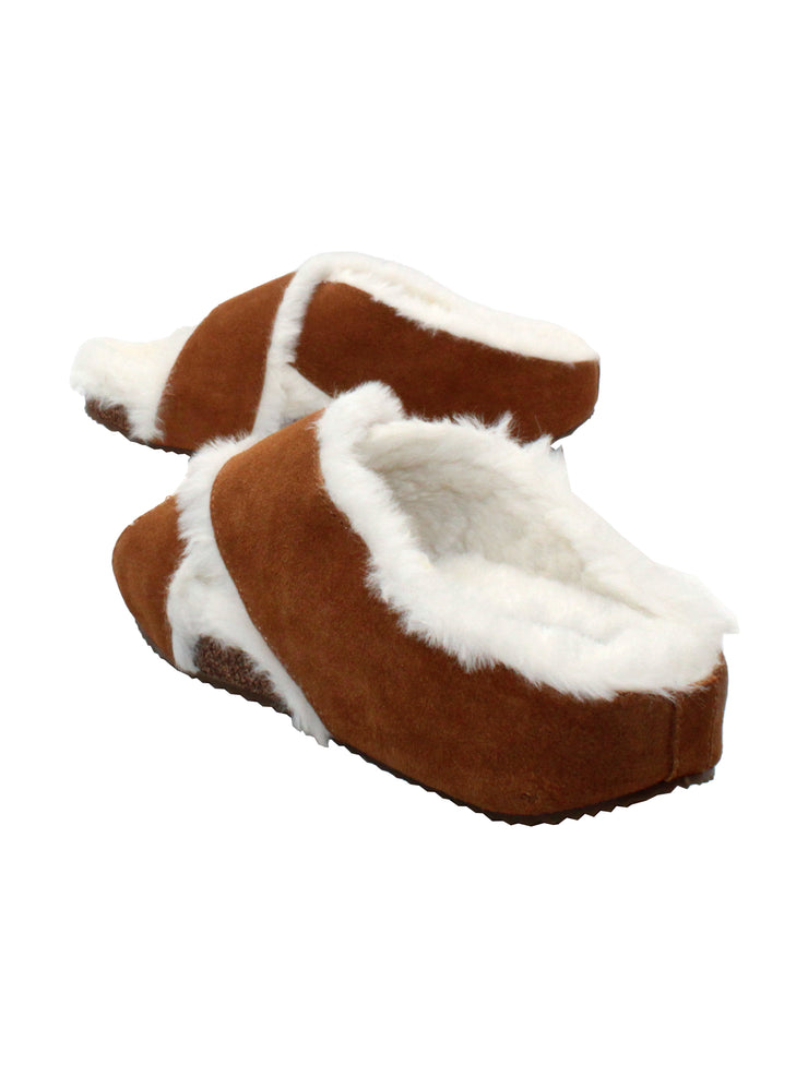 Volatile lovers will instantly recognize the 'Culver’ crisscross slide as the comfort faux fur version of our bestselling ‘Ablette’ sandal. Inspired by slippers, these sandals are ready to keep feet cozy both indoors and outdoors, featuring Volatile’s signature ultra-comfort EVA insole and non-skid, durable rubber traction outsole. Try pairing them with a lounge wear or knit pants. back