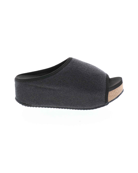 Volatile’s Festina open toe slide in sparkling stretch knit was an instant hit when it first launched and has since become one of our classic styles, offering total comfort in a chic silhouette with a shimmer to keep things joyful. The soft, stretch knit upper gently hugs the foot while our signature ultra comfort EVA insole keeps soles restful, even after a full day of being on your feet. Perfect for all day special events. black 
