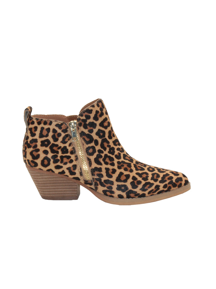 Western inspired Gracemont booties from Very Volatile refresh your wardrobe with on-trend animal print in genuine calf hair. The functioning metal side zippers mean you can slip these on with your favorite pair of jeans and head straight into the weekend.  tan leopard 