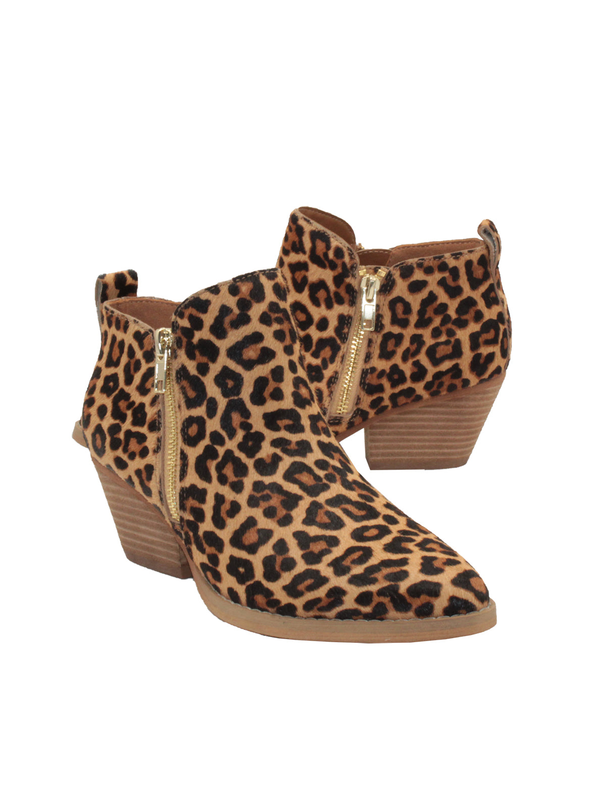 Western inspired Gracemont booties from Very Volatile refresh your wardrobe with on-trend animal print in genuine calf hair. The functioning metal side zippers mean you can slip these on with your favorite pair of jeans and head straight into the weekend.  tan leopard  2