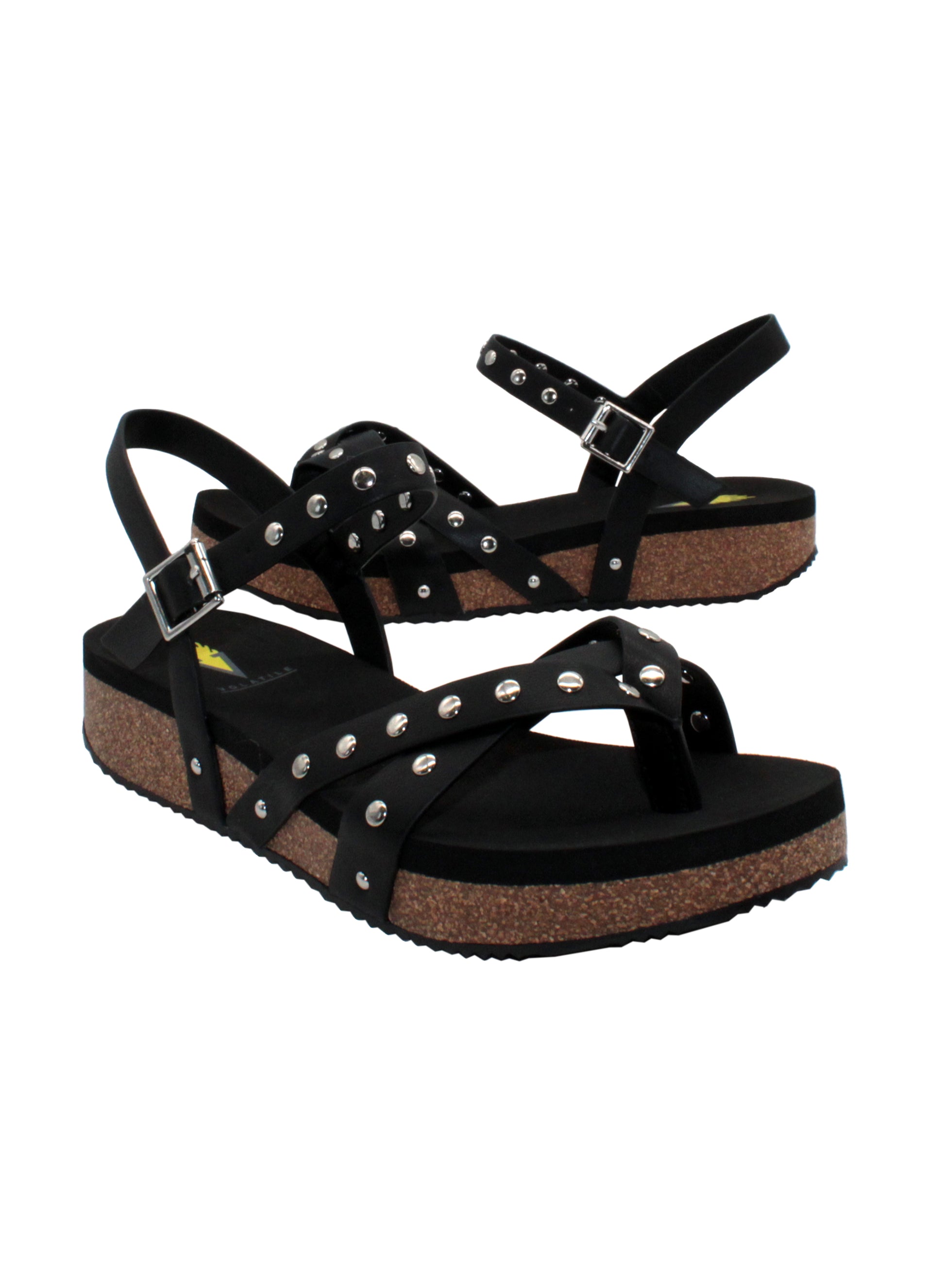  Volatile's Kelton sandal in a vegan leather is our warm weather staple. The low platform wedge adds a subtle lift while offering stability, perfect for dressing up weekend wear or keeping fashionably comfortable at the next outdoor party. Style them with everything, from shorts to dresses, and more. black  2
