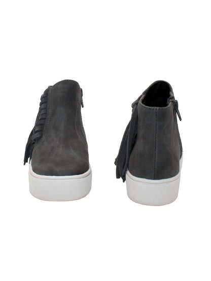 The ‘Lance’ fringed sneaker bootie by Volatile Kids is designed for little feet going to big places and is the comfiest way to take part in the Western trend. They have inside zippers to make them easy to slip on and off, while the textured rubber sneaker bottom provides traction and stability. These work equally well with skirts and pants alike. gray 3
