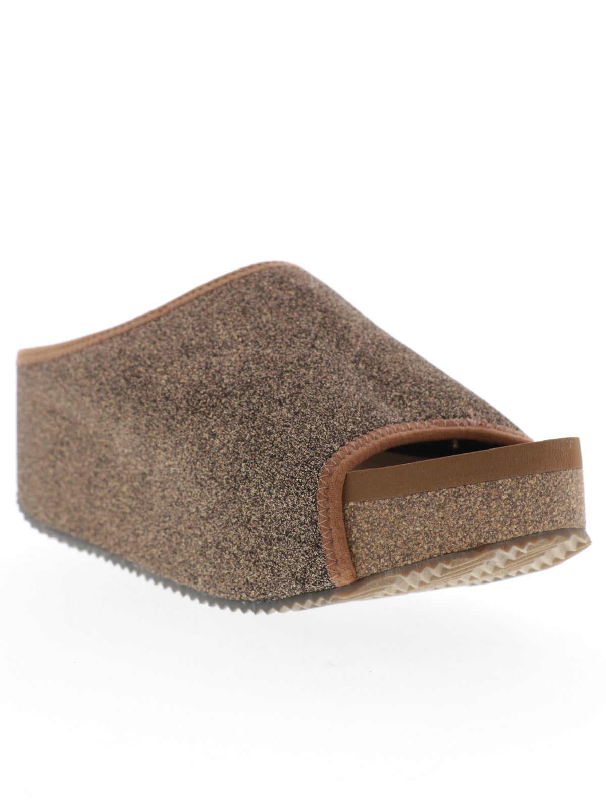 Volatile’s Festina open toe slide in sparkling stretch knit was an instant hit when it first launched and has since become one of our classic styles, offering total comfort in a chic silhouette with a shimmer to keep things joyful. The soft, stretch knit upper gently hugs the foot while our signature ultra comfort EVA insole keeps soles restful, even after a full day of being on your feet. Perfect for all day special events. bronze 2